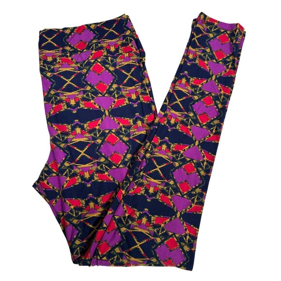 LuLaRoe Southwestern Country Purple Navy Blue Pink Leggings Tall & Curvy TC New - Picture 1 of 5